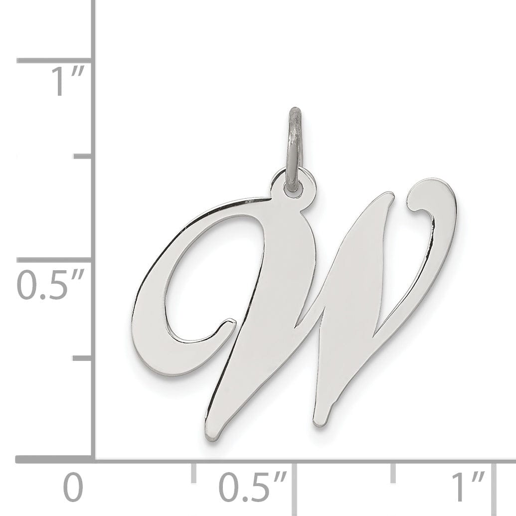 Silver Large Fancy Script Initial W Charm