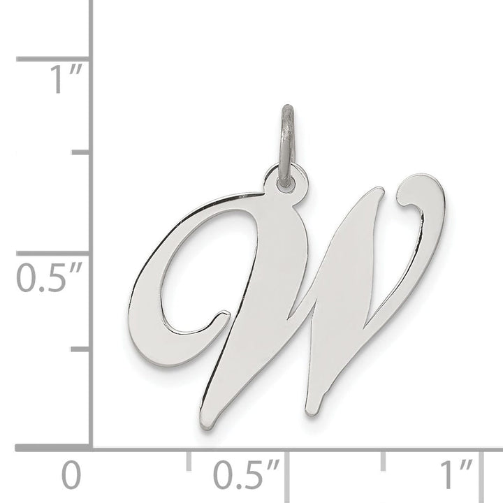 Silver Large Fancy Script Initial W Charm