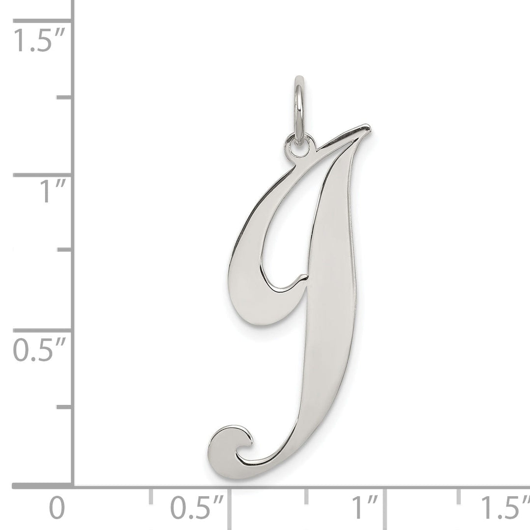 Silver Large Fancy Script Initial J Charm