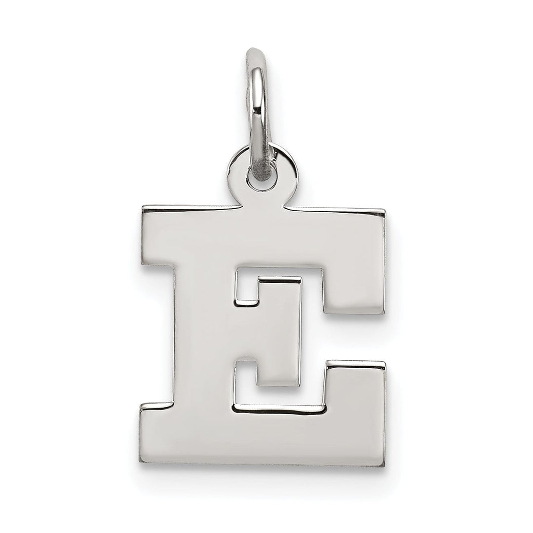Sterling Silver Small Block Initial E Charm