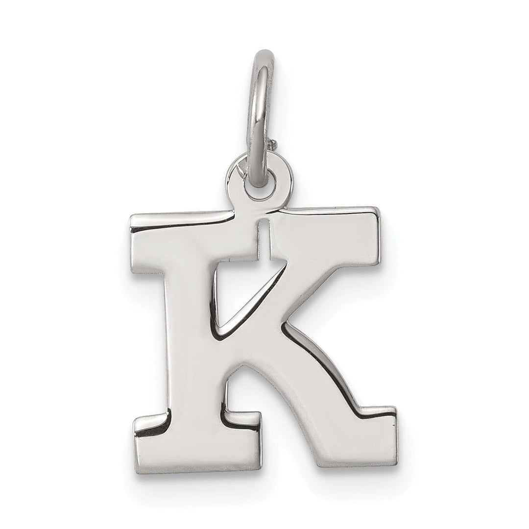Sterling Silver Small Block Initial K Charm