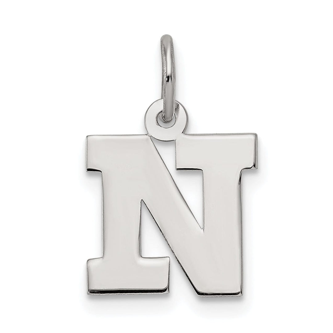 Sterling Silver Small Block Initial N Charm