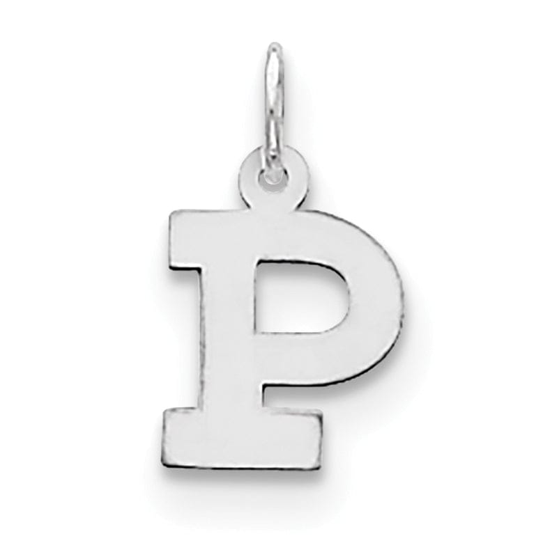 Sterling Silver Small Block Initial P Charm