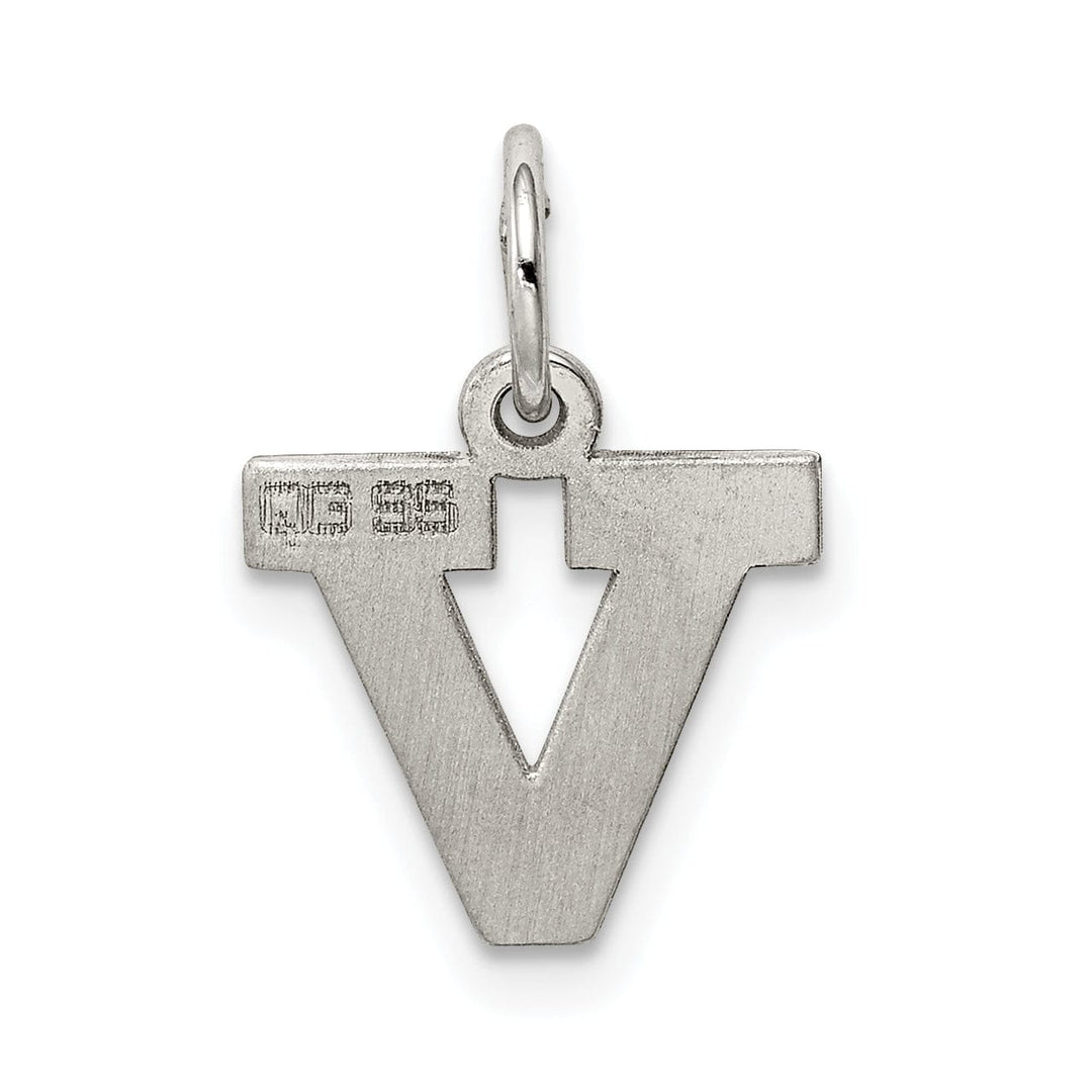Sterling Silver Small Block Initial V Charm