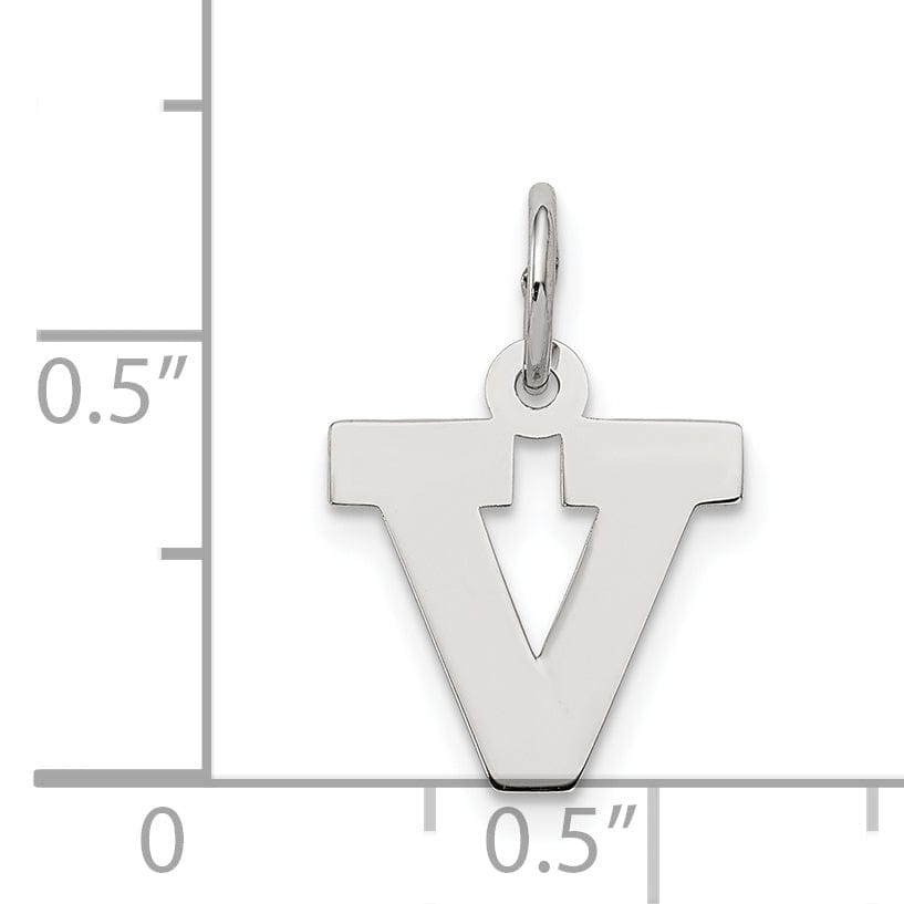 Sterling Silver Small Block Initial V Charm