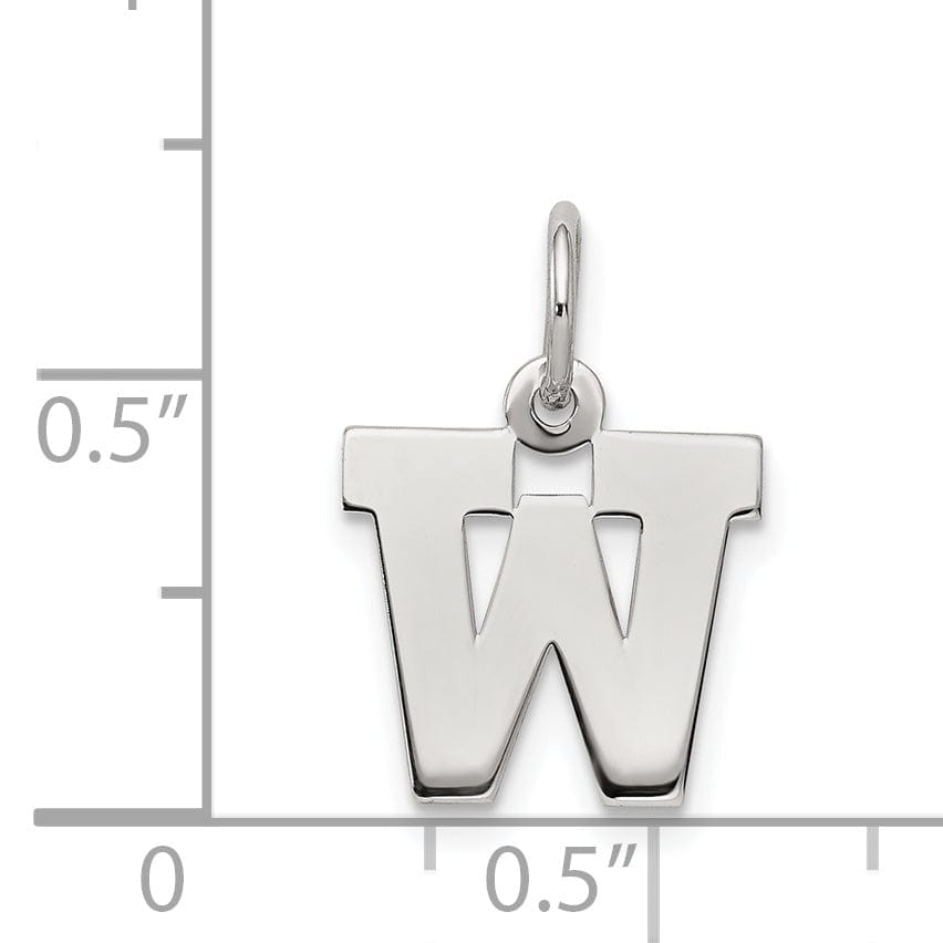 Sterling Silver Small Block Initial W Charm