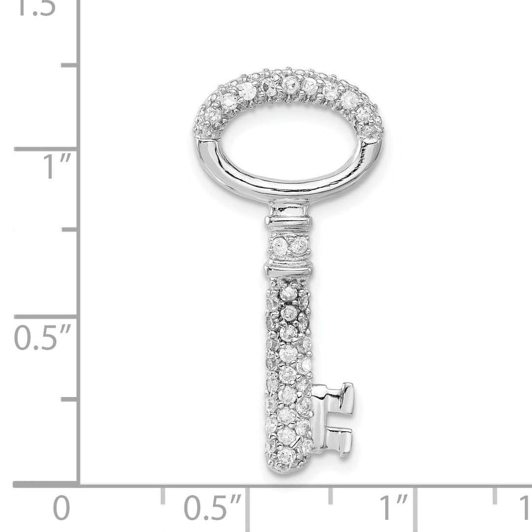 Sterling Silver Cubic Zirconia Key Pendant