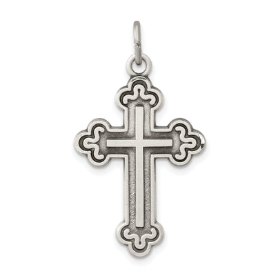 Sterling Silver Antiqued Budded Cross Pendant