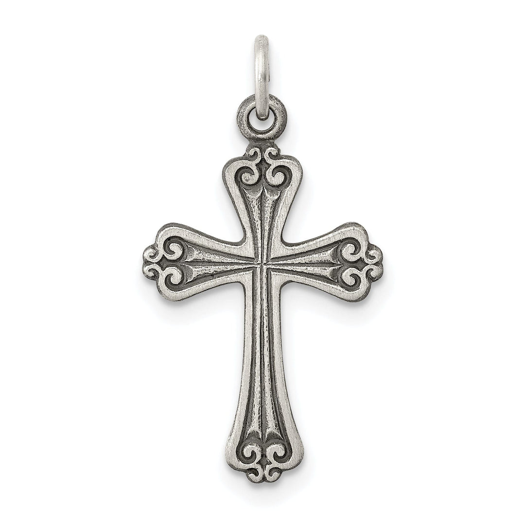 Solid Sterling Silver Antiqued Cross Pendant