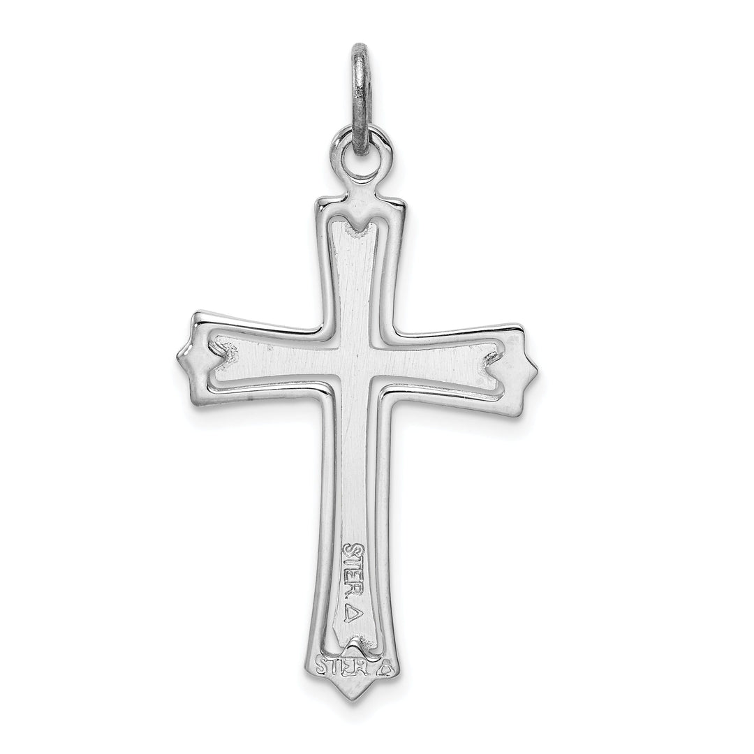 Solid Sterling Silver Budded Cross Pendant