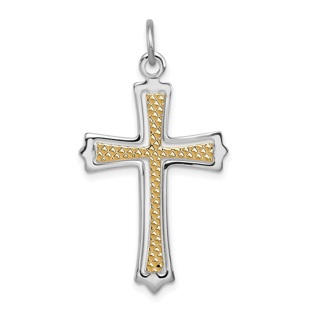 Solid Sterling Silver Budded Cross Pendant