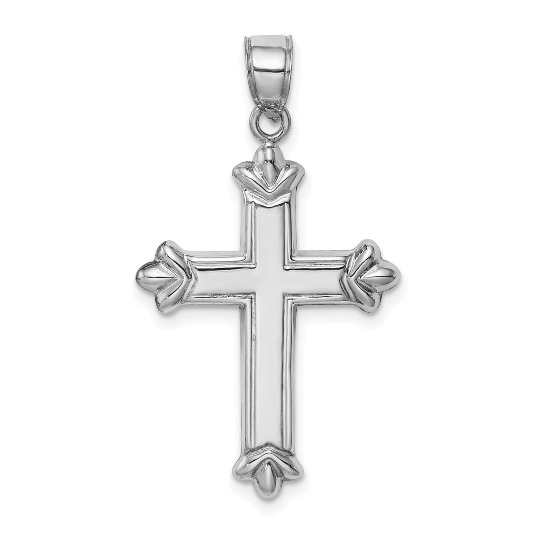 Hollow Sterling Silver 3 D Budded Cross Pendant