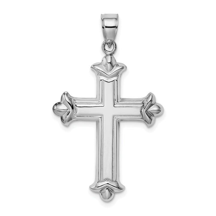 Hollow Sterling Silver 3 D Budded Cross Pendant