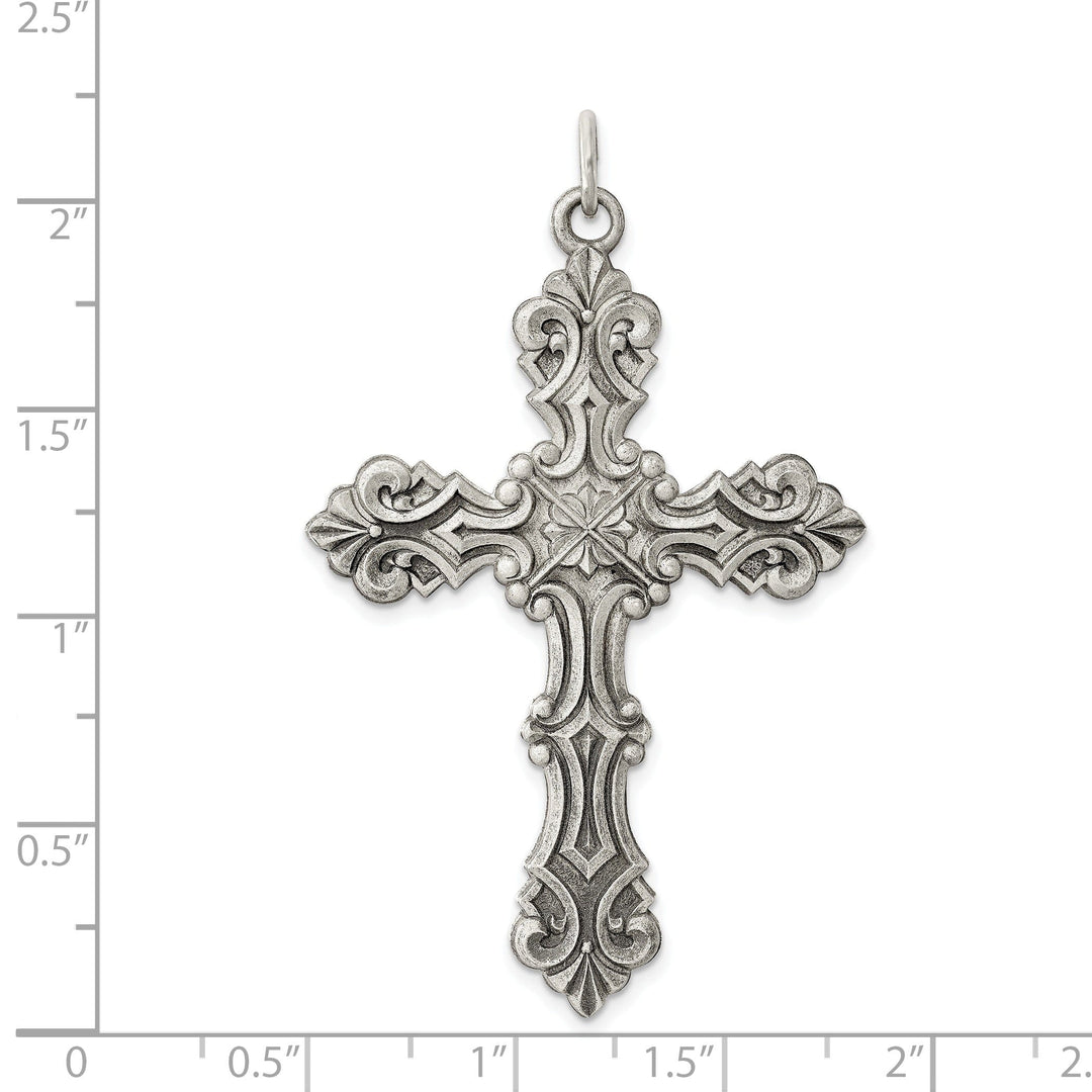 Solid Sterling Silver Antiqued Cross Pendant