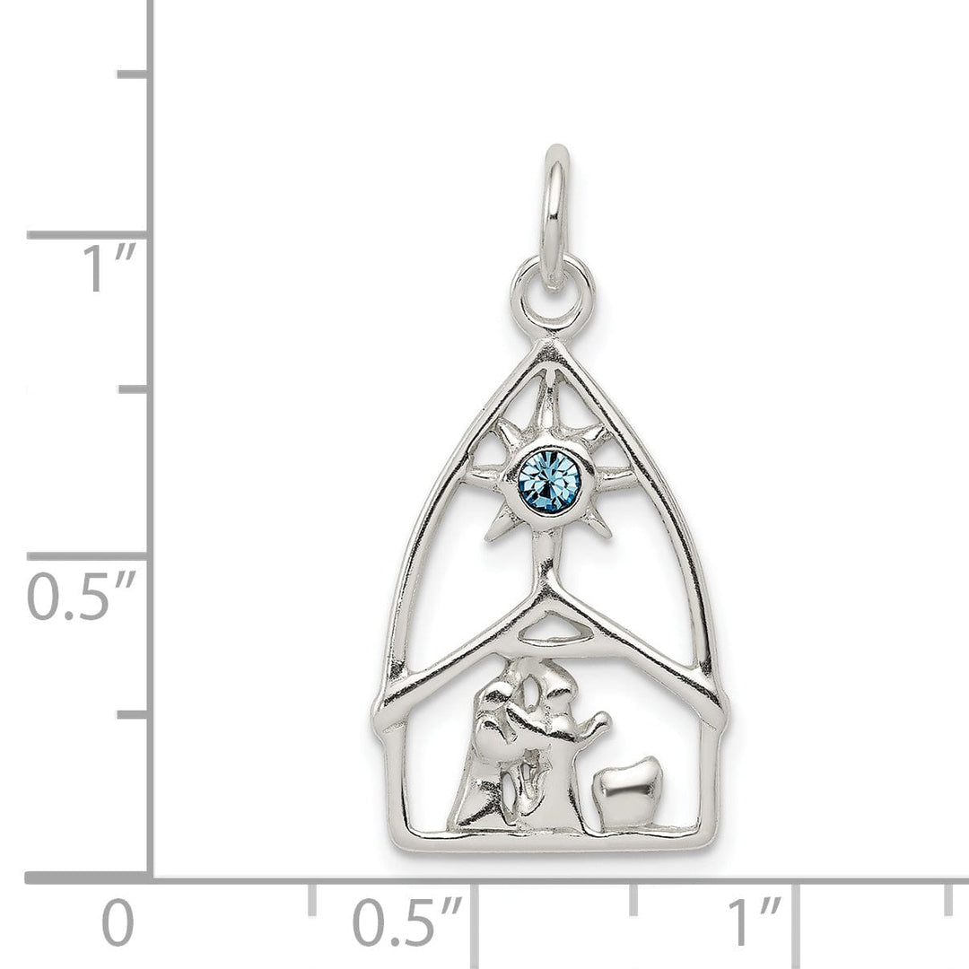 Sterling Silver Swarovski Crystal Nativity Charm Pendant