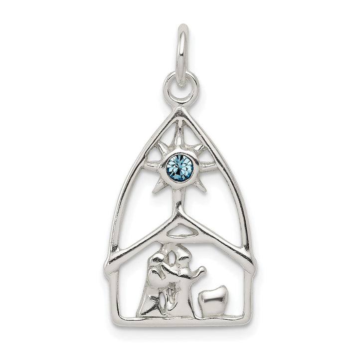 Sterling Silver Swarovski Crystal Nativity Charm Pendant