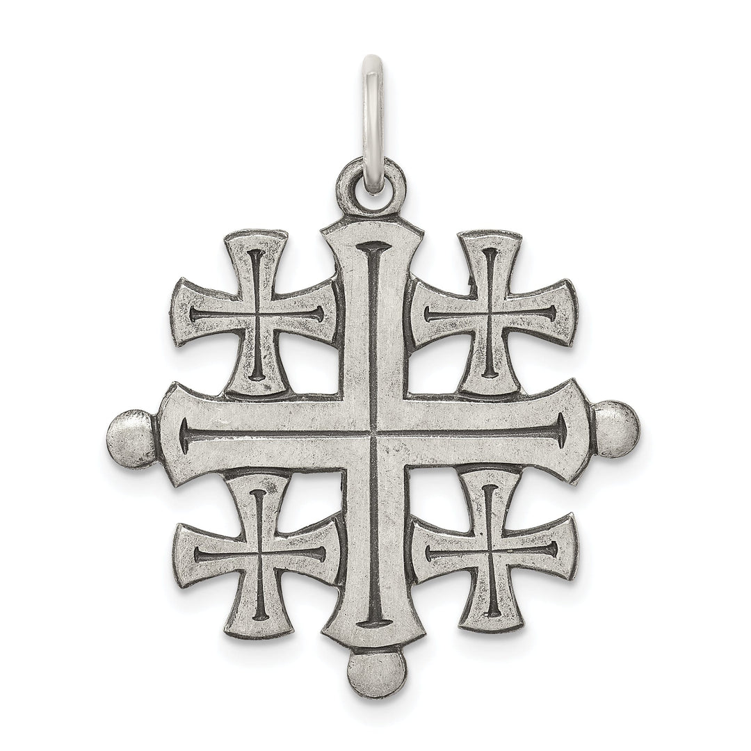 Solid Sterling Silver Jerusalem Cross Pendant
