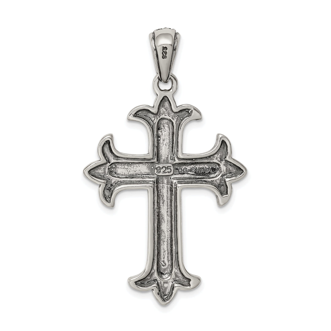 Silver Antique Finish Marcasite Cross Pendant