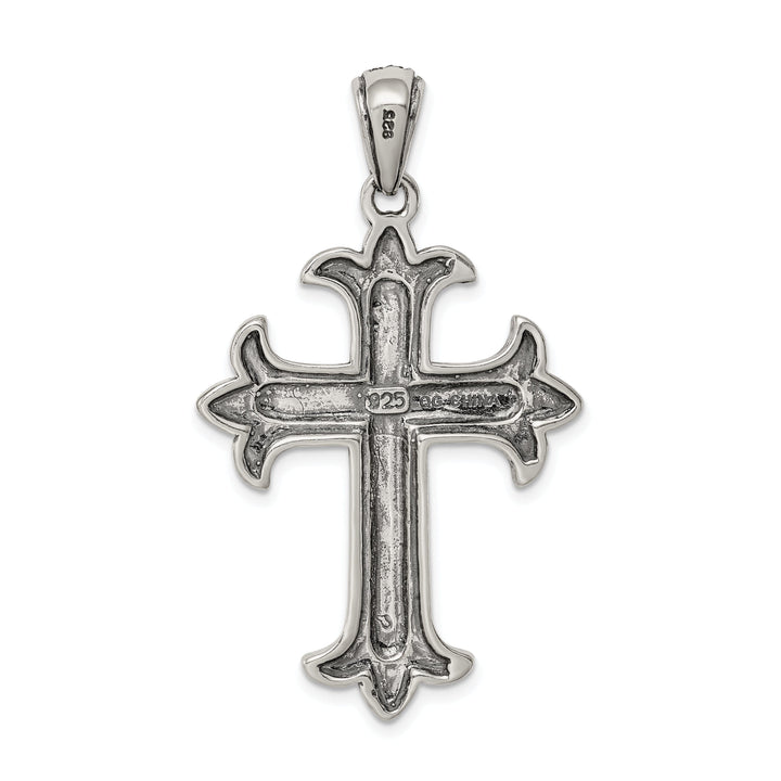 Silver Antique Finish Marcasite Cross Pendant