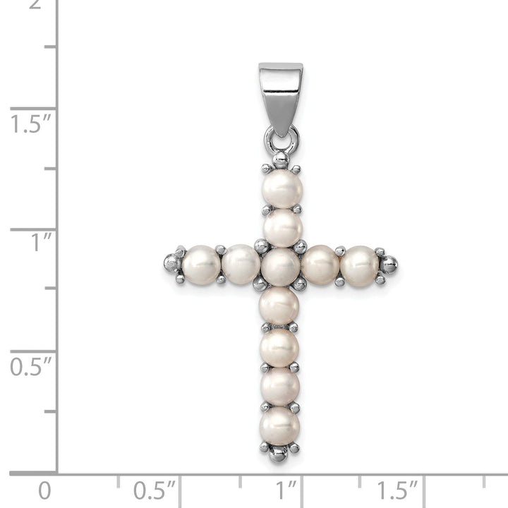 Silver Freash Water Culture Pearl Cross Pendant