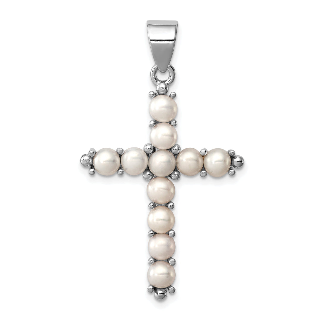 Silver Freash Water Culture Pearl Cross Pendant