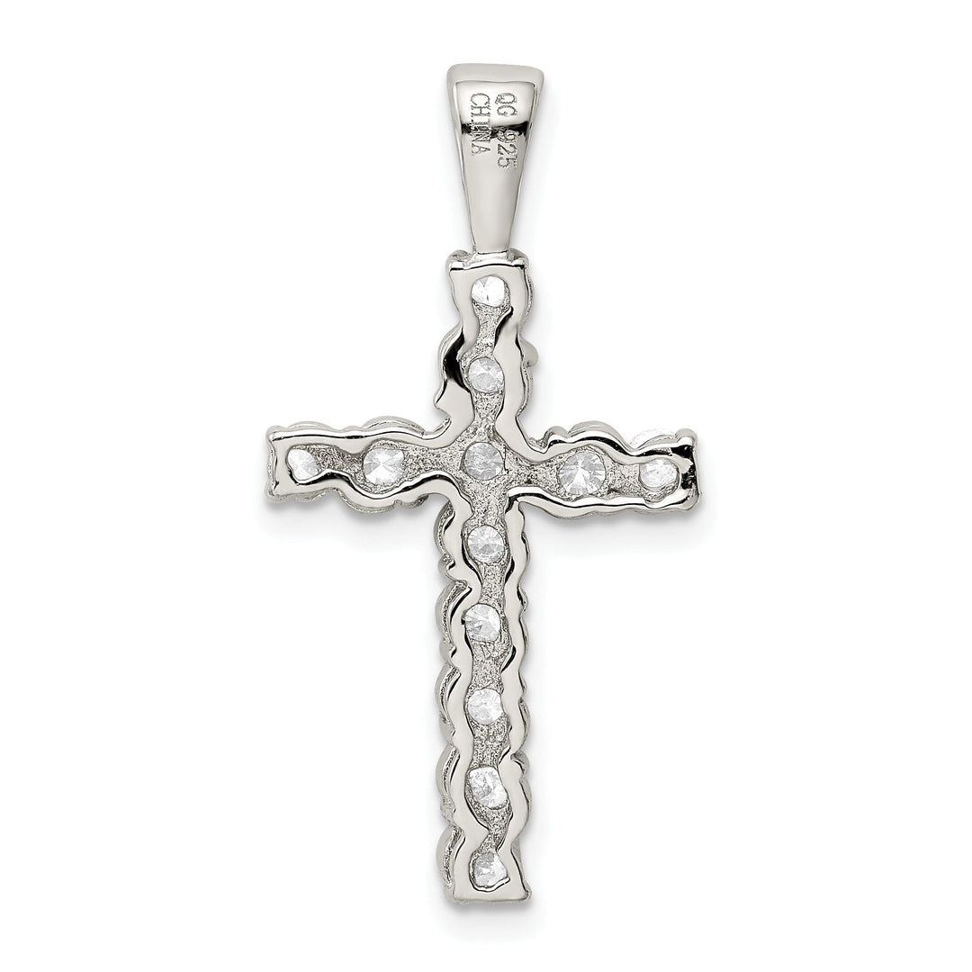 Silver Polished Finish C.Z Latin Cross Pendant