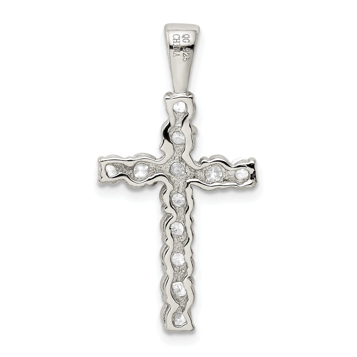 Silver Polished Finish C.Z Latin Cross Pendant