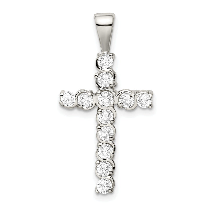 Silver Polished Finish C.Z Latin Cross Pendant