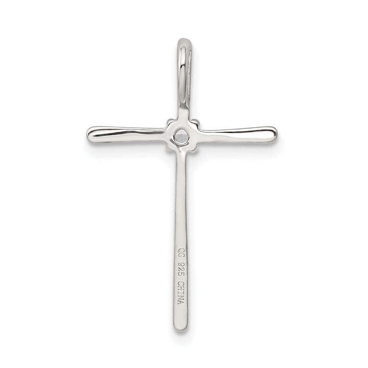 Silver Polished C.Z Chain Slide Cross Pendant