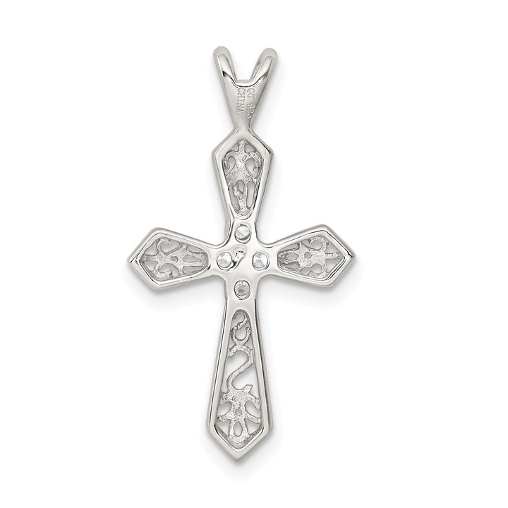 Silver Polish Finish C.Z Passion Cross Pendant