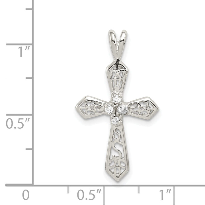 Silver Polish Finish C.Z Passion Cross Pendant