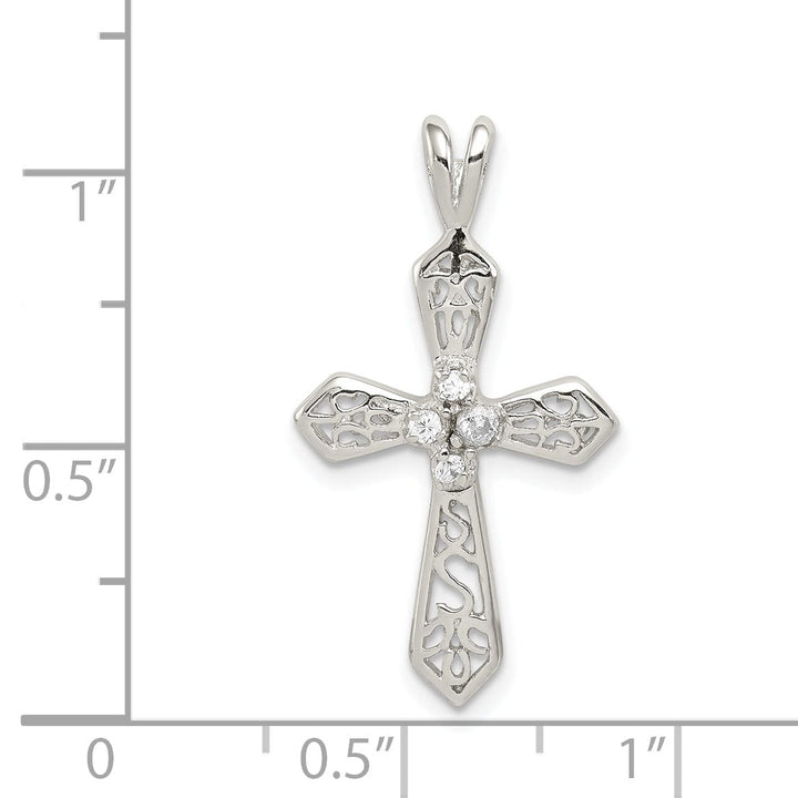 Silver Polish Finish C.Z Passion Cross Pendant