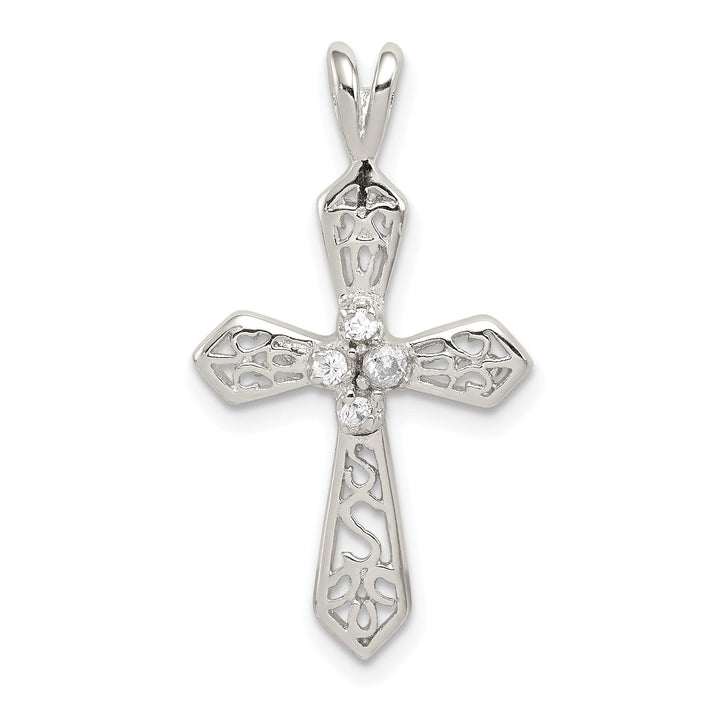 Silver Polish Finish C.Z Passion Cross Pendant