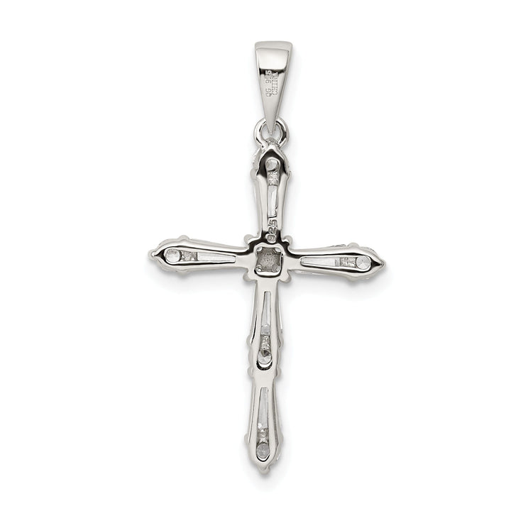 Sterling Silver Polish Finish C.Z Cross Pendant