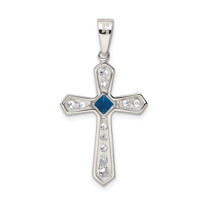 Silver Polish Finish C.Z Passion Cross Pendant