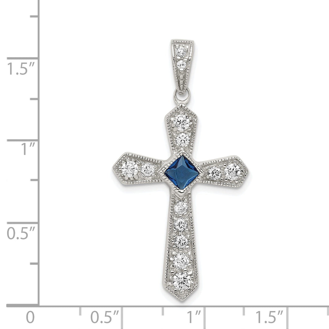 Silver Polish Finish C.Z Passion Cross Pendant