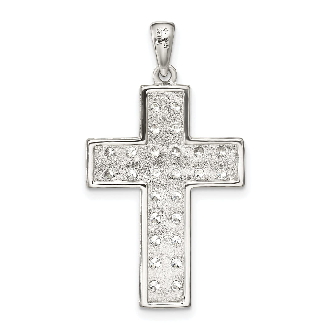 Silver Polished Finish C.Z Latin Cross Pendant