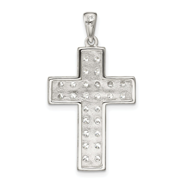 Silver Polished Finish C.Z Latin Cross Pendant