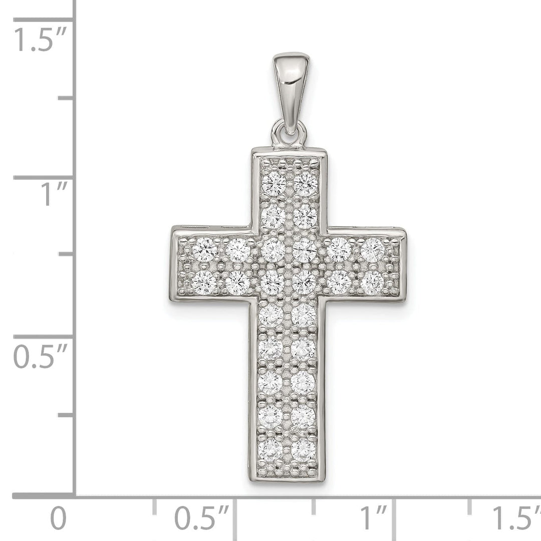 Silver Polished Finish C.Z Latin Cross Pendant