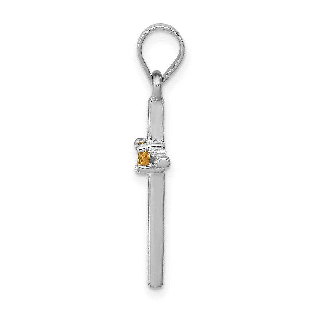 Silver Polished Finish Citrine Cross Pendant