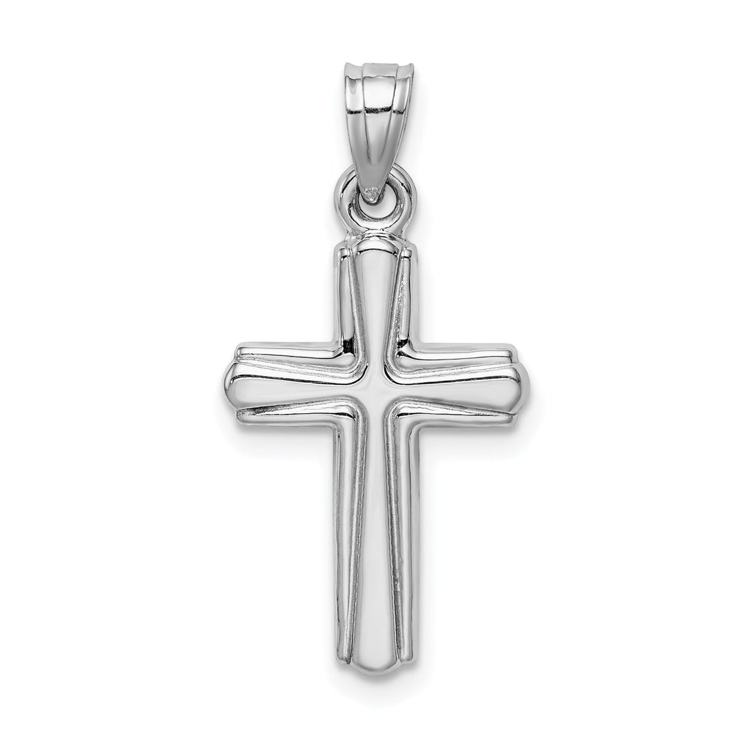 Silver Rhodium Polished Latin Crucifix Pendant