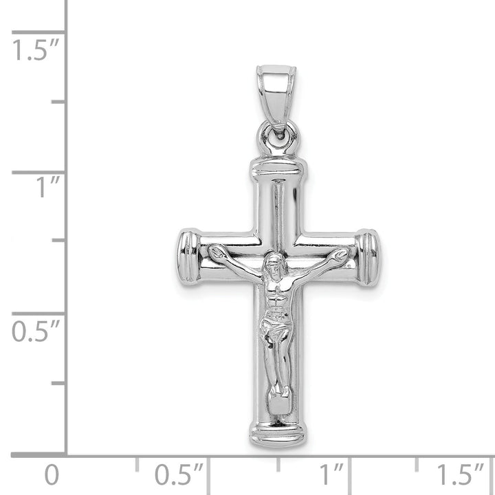Silver Rhodium Reversible Latin Crucifix Pendant