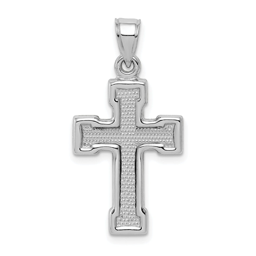 Silver Textured Latin Crucifix Cross Pendant
