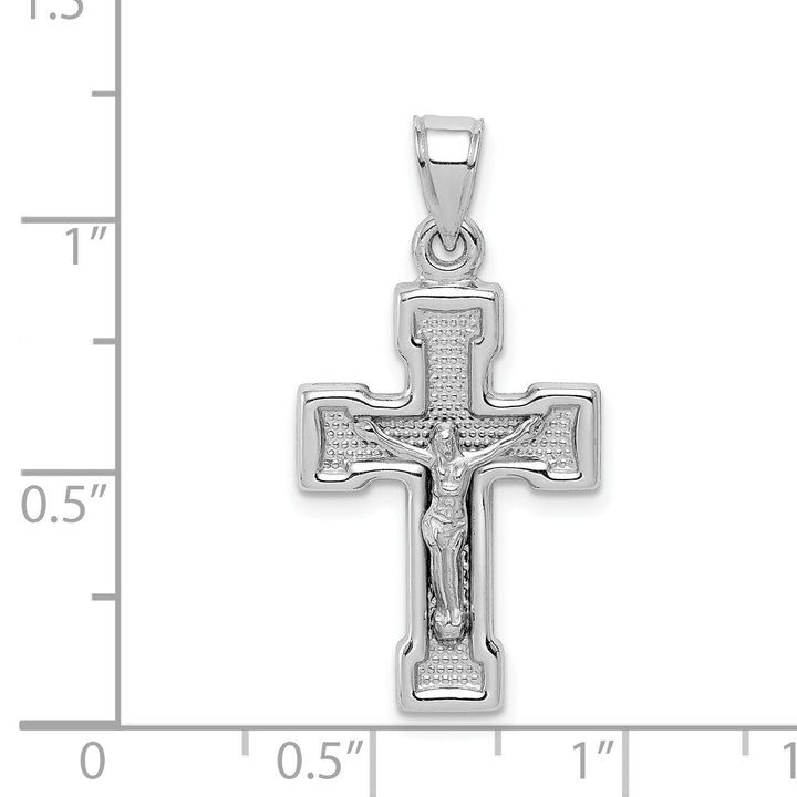 Silver Textured Latin Crucifix Cross Pendant