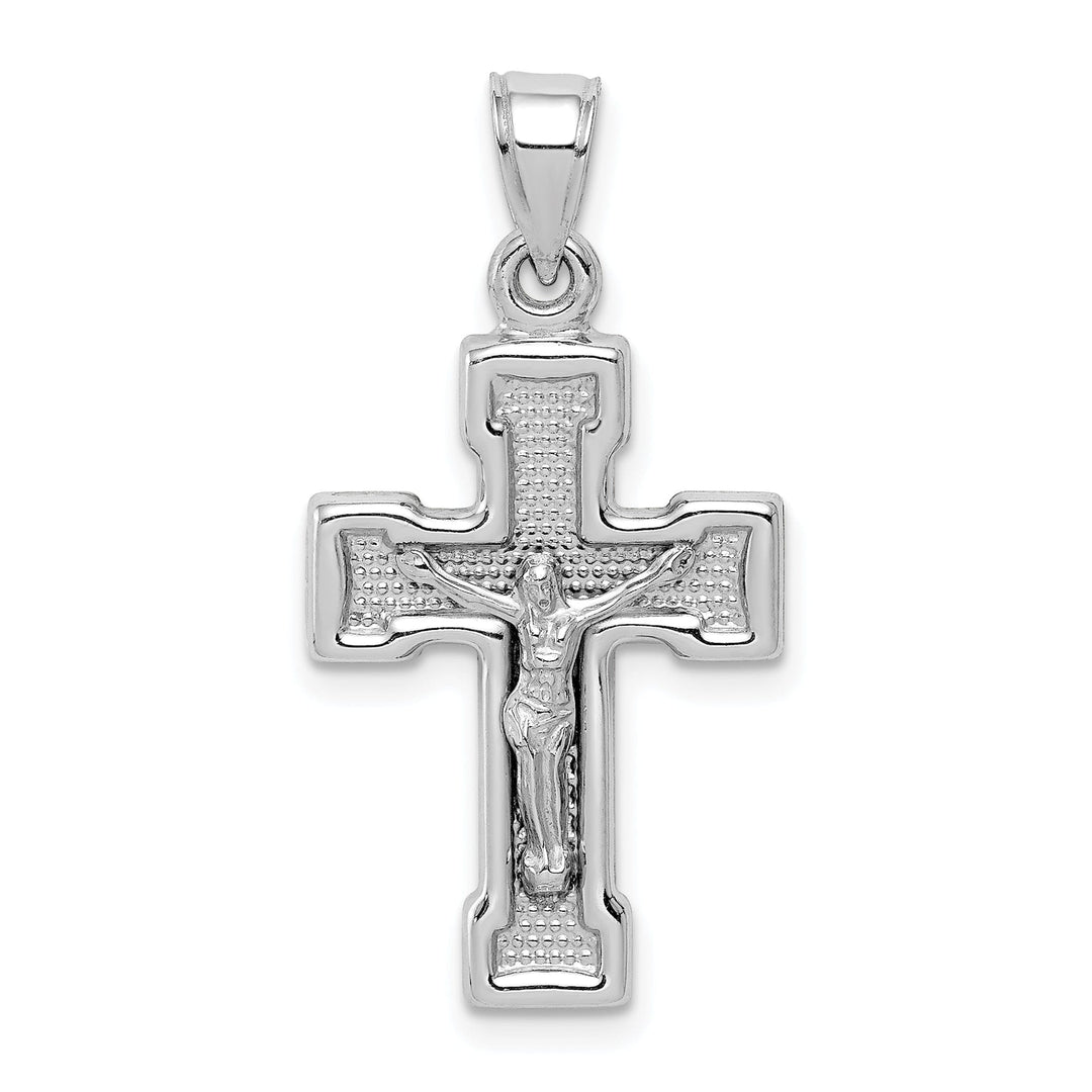 Silver Textured Latin Crucifix Cross Pendant
