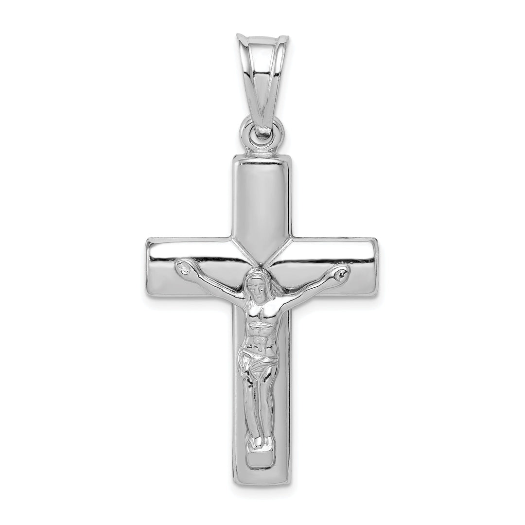 Silver Polished Latin Crucifix Cross Pendant