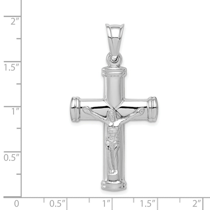 Silver Rhodium Polished Latin Crucifix Pendant