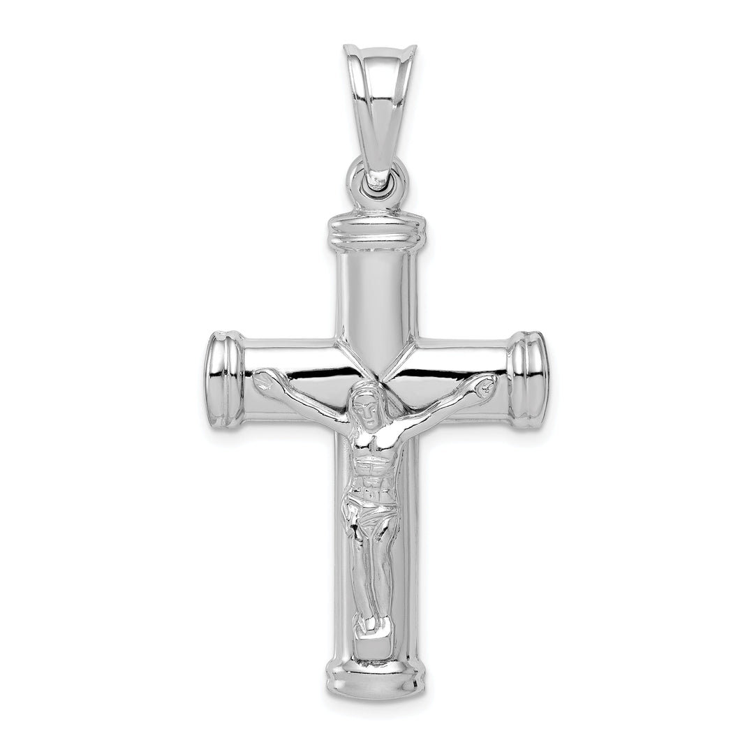 Silver Rhodium Polished Latin Crucifix Pendant