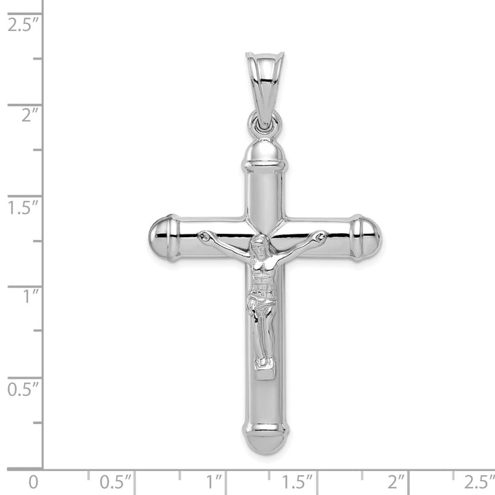 Silver Rhodium Polished Latin Crucifix Pendant