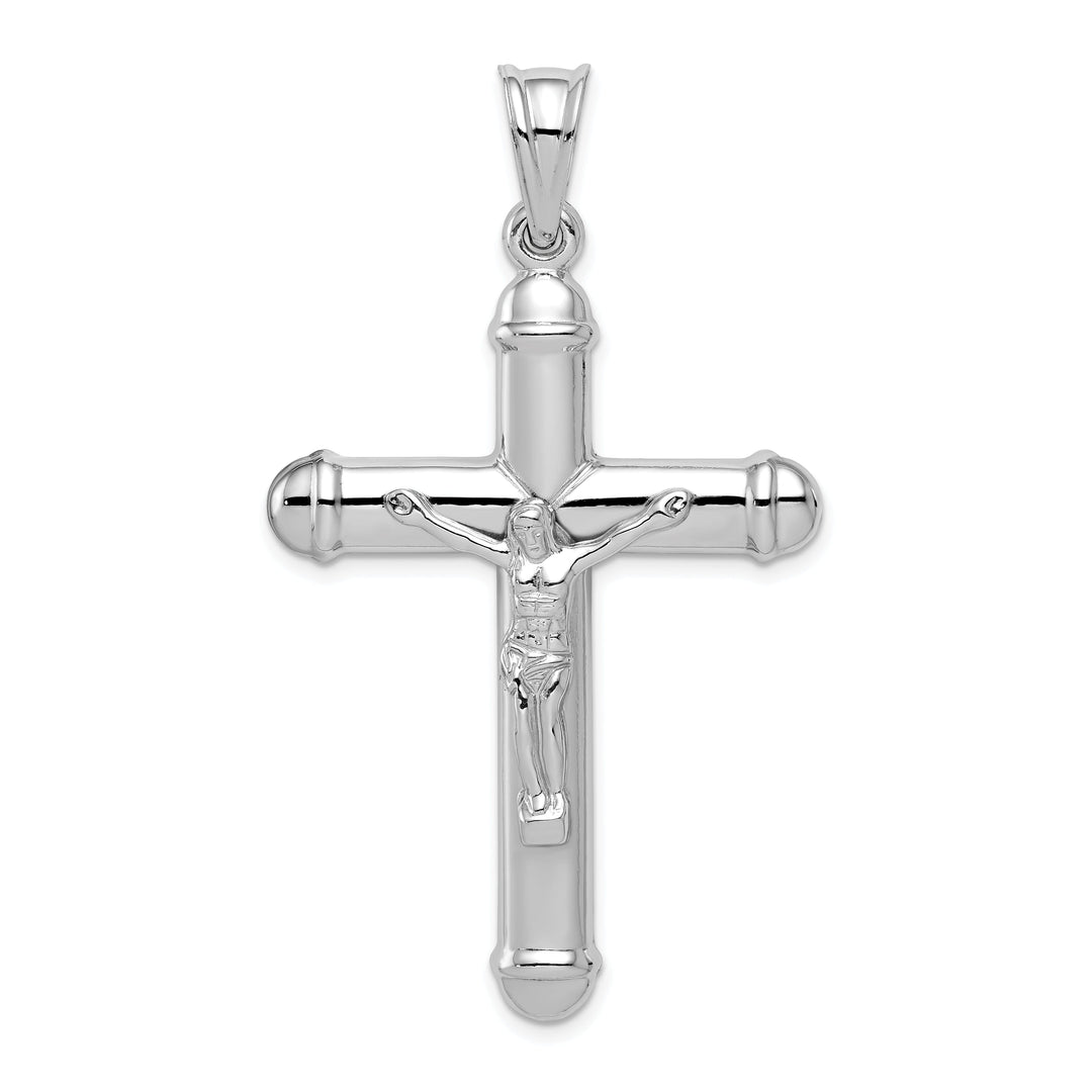 Silver Rhodium Polished Latin Crucifix Pendant